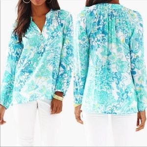 NWOT LILLY PULITZER Elsa silk top In A Pinch print